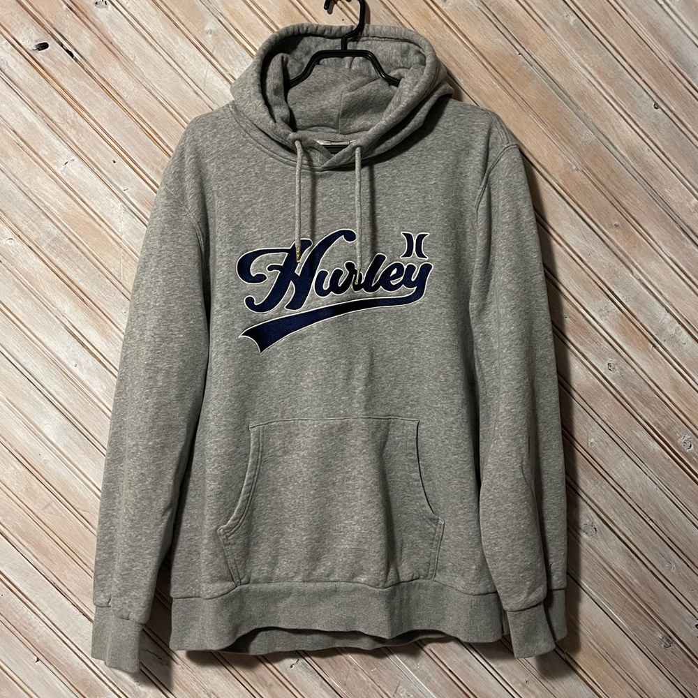 Hurley Gray Pullover Hoodie with Navy Script Logo